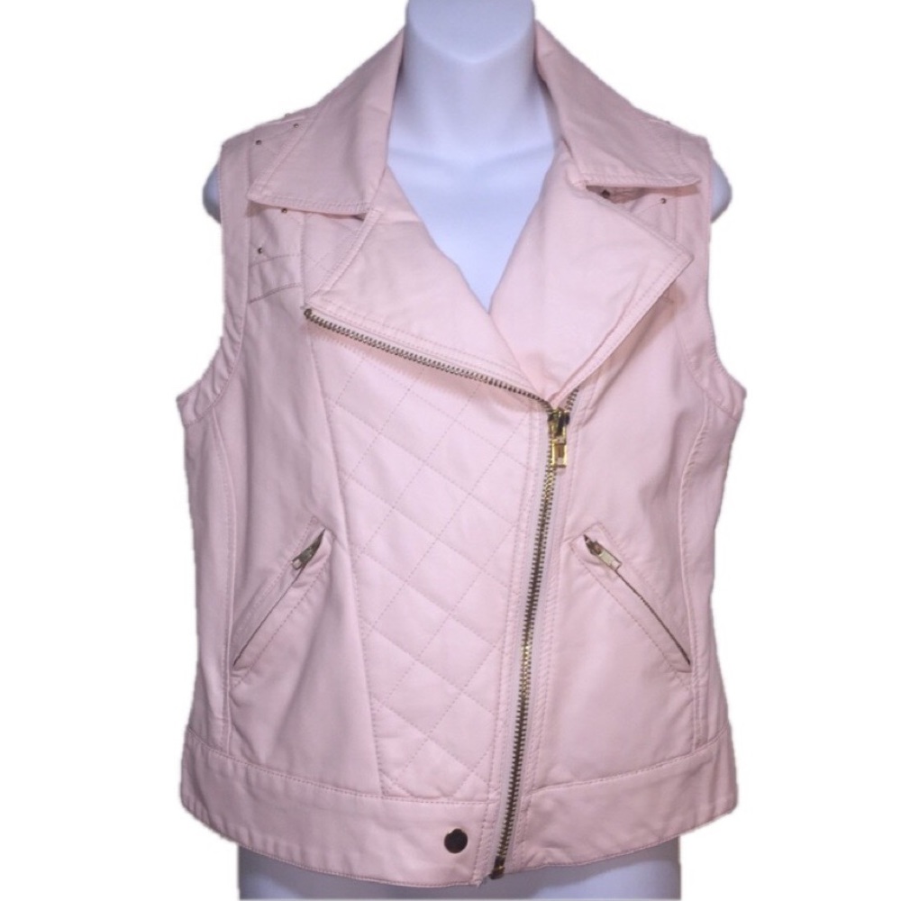 F21 Blush faux leather vest